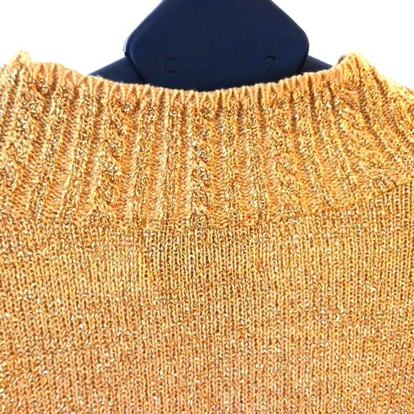 Diane Von Furstenberg DVF Gold Sweater SPARKLES Metallic Long Sleeves Oversized - Picture 12 of 16
